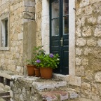 Side door with flowers