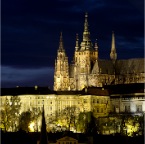 Castle at night with clouds