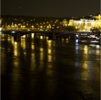 View of bridge at night