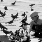 Girl with Pigeons_2 B&W